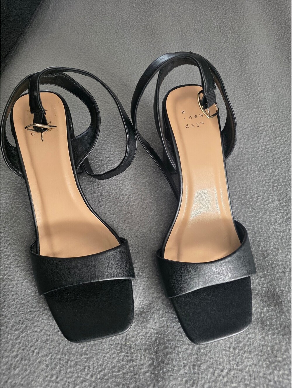 A New Day Women’s Black Square Toe Block Heel Sandals Size 9.5